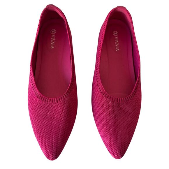Vivaia Aria 5° Pointed Toe Ballet Flats Raspberry Pink Knit Size 39 EU / US 8 - Picture 7 of 11